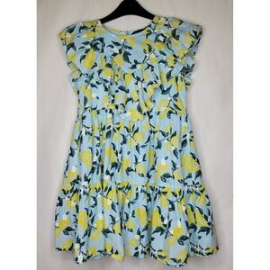 French Connection Girls Lemon Print, Ruffle Tiered Cotton Dress